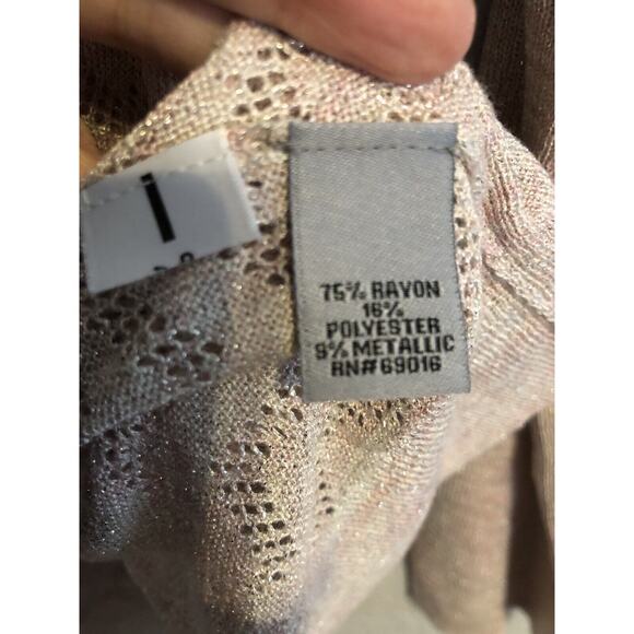 Ruff Hewn Grey Womens Sweater XL Pink Dolman Long Sleeve Cold Shoulder Sparkle - Picture 7 of 9